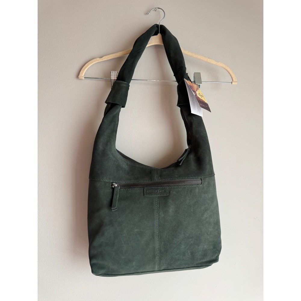 Harbour 2nd Green Suede Leather Hobo Shoulder Bag NWT